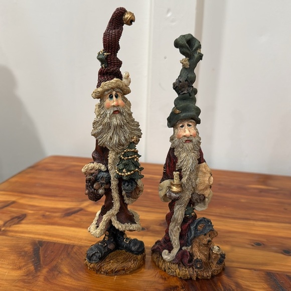 Vtg Boyds Bears The Folkstone Collection Folk Art Santa Figurines Set of 4 - Picture 3 of 11